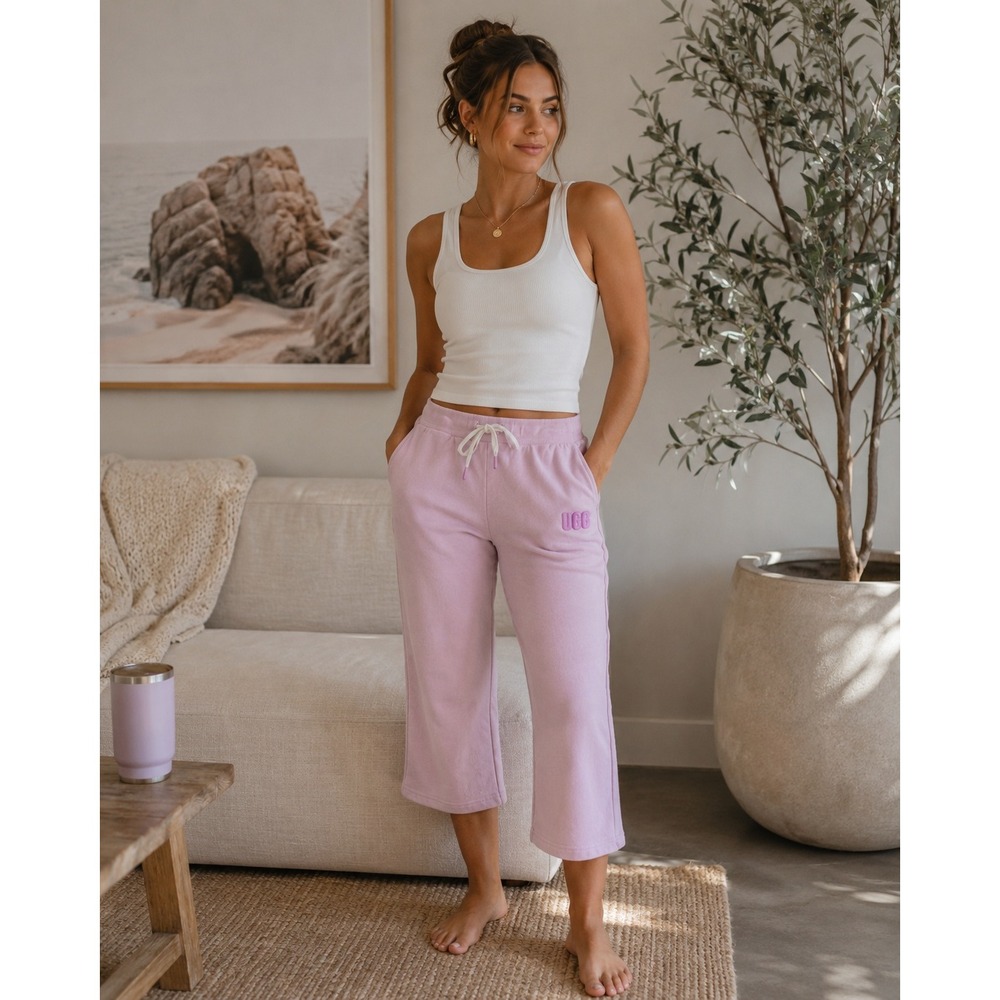 UGG‎ Sweatpants Women Large Pink Keyla Crop Coquette Soft Girl Loungewear